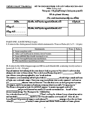 Đề chọn học sinh giỏi môn Tiếng Anh Lớp 9 - Năm học 2014-2015 - Phòng GD và ĐT Thanh Oai (Có đáp án)